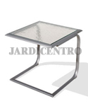 Mesa Lateral Quadrada com Vidro Translúcido em Alumínio MYRTLE